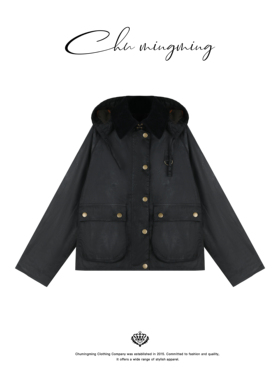 CHU楚妞[睦格]日本进口油蜡连帽风衣外套2026春季新款女夹克上衣