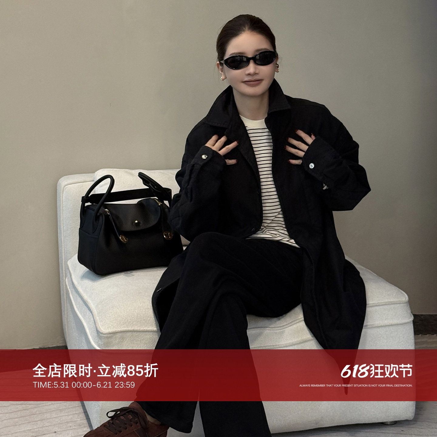 CHU楚妞[吉拉]重工精梳棉洗水衬衫棉服2025冬季新款女外套大衣