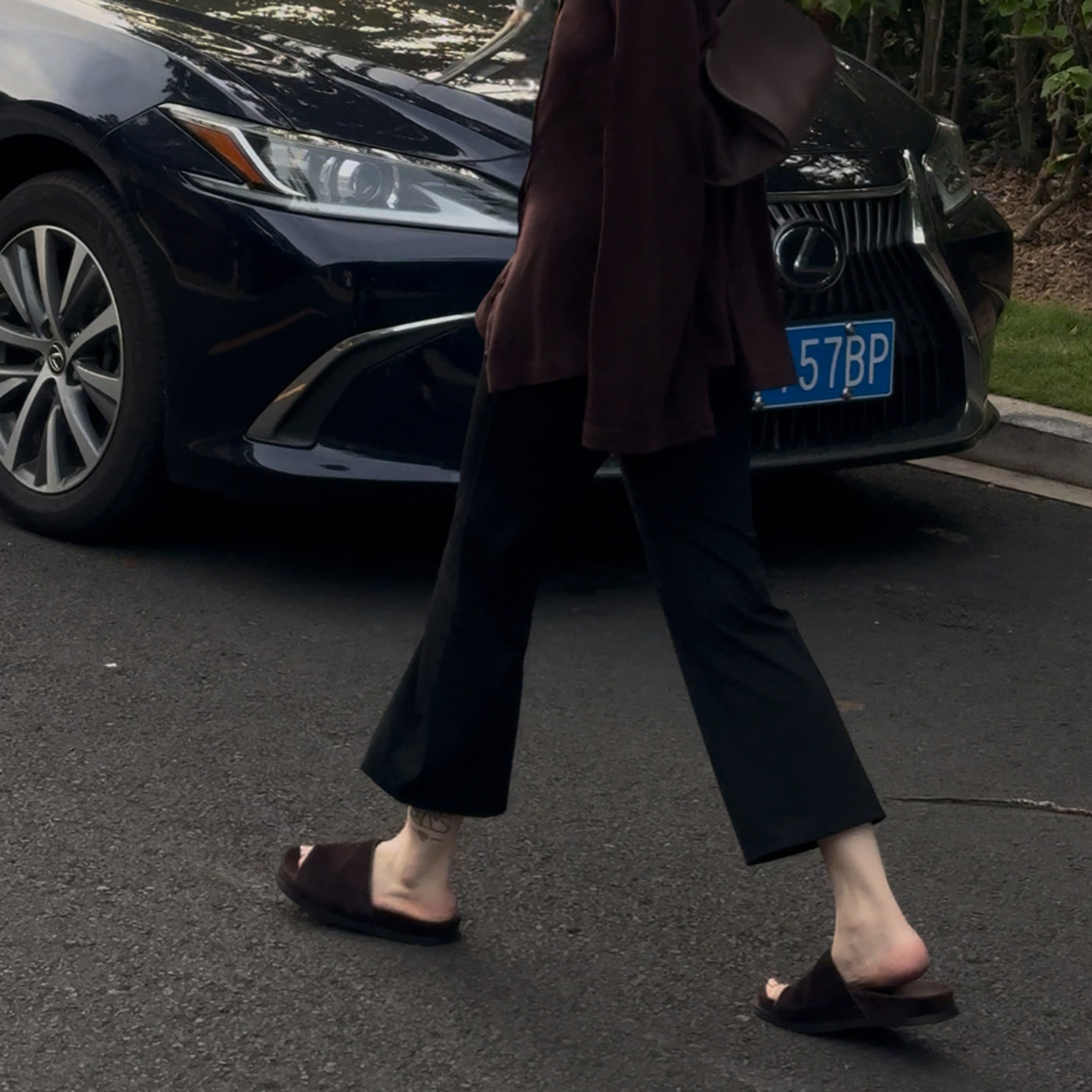 CHU楚妞冰丝九分打底裤2025夏季新款女宽松显瘦垂感直筒阔腿裤子