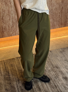 CHU楚妞[跃动]纯棉抽绳休闲长裤2026夏季新款女直筒百搭坠感裤子