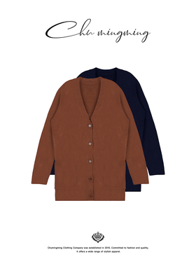 CHU楚妞羊绒羊毛刺绣中长款针织衫2025秋冬季新款女毛衣开衫外套