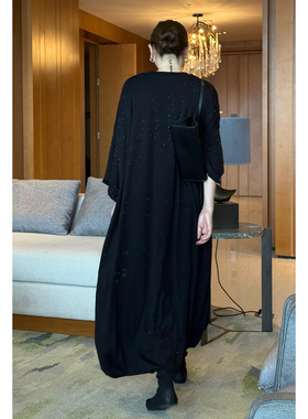 CHU楚妞[星河钻T裙]天丝棉烫钻T恤连衣裙2026春季新款女小黑裙子