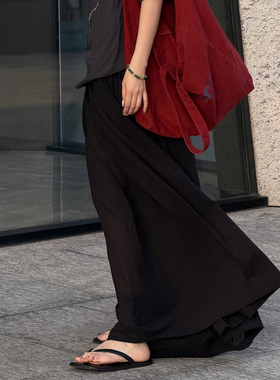 CHU楚妞[糯纱]TR精梳棉抽绳抽褶休闲长裤2026春季新款女阔腿裤裙