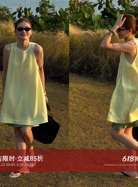 CHU楚妞[黑泡泡]醋酸山本黑无袖连衣裙2026夏季新款女高级感裙子