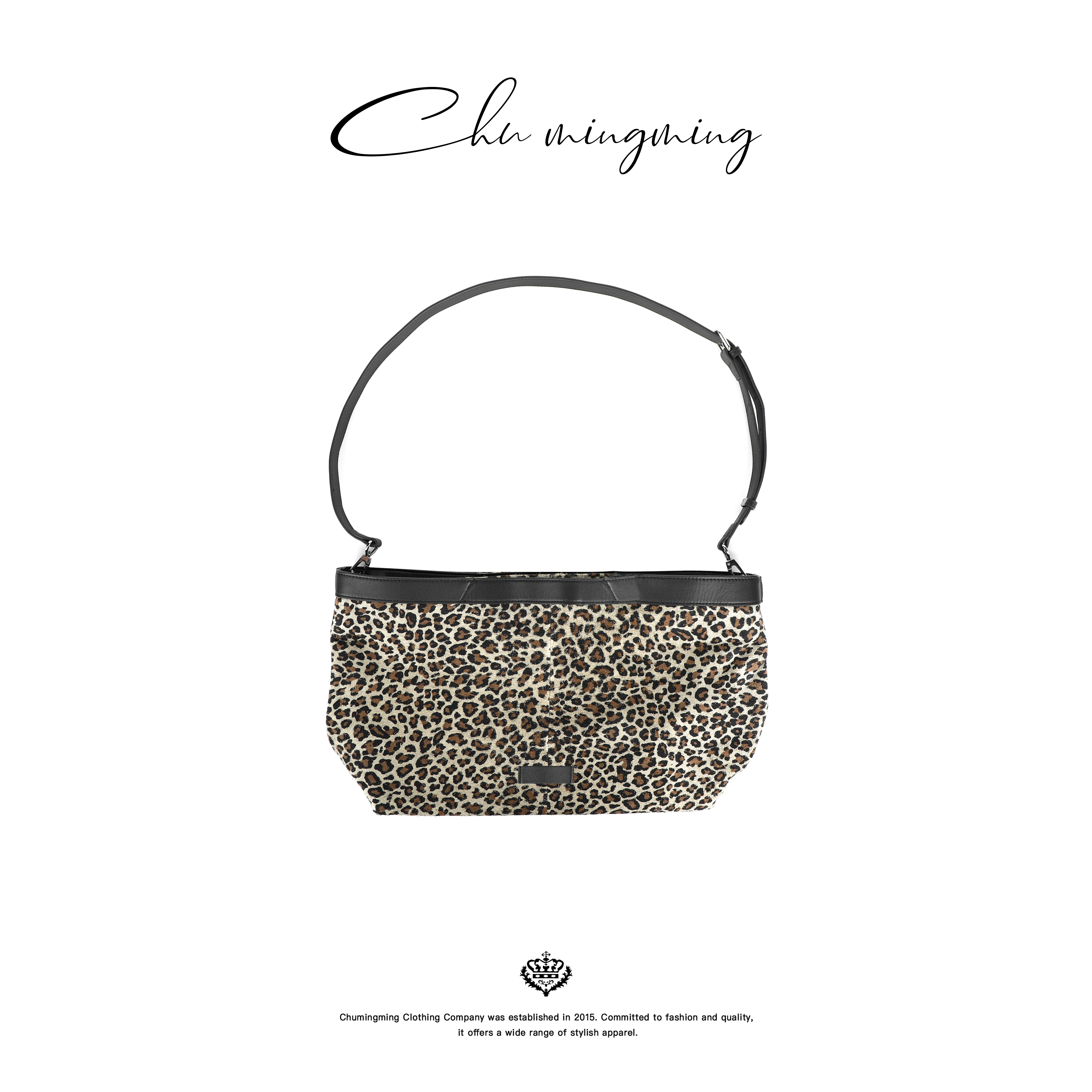 CHU楚妞牛皮豹纹手拿包托特包2025秋季新款女精致高级气质休闲包