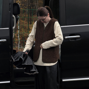 新款 羊绒羊毛包边马甲2026春季 女休闲百搭背心上衣 游牧 CHU楚妞