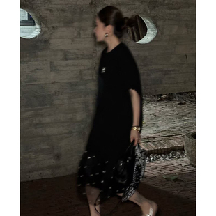 新款 CHU楚妞 半裙2026春季 钉珠网纱中长款 女设计高级感罩裙 繁星