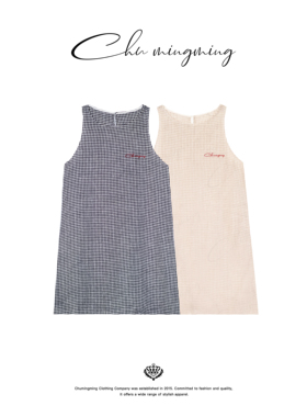 CHU楚妞[光影]时尚百搭休闲细格纹背心上衣XY22