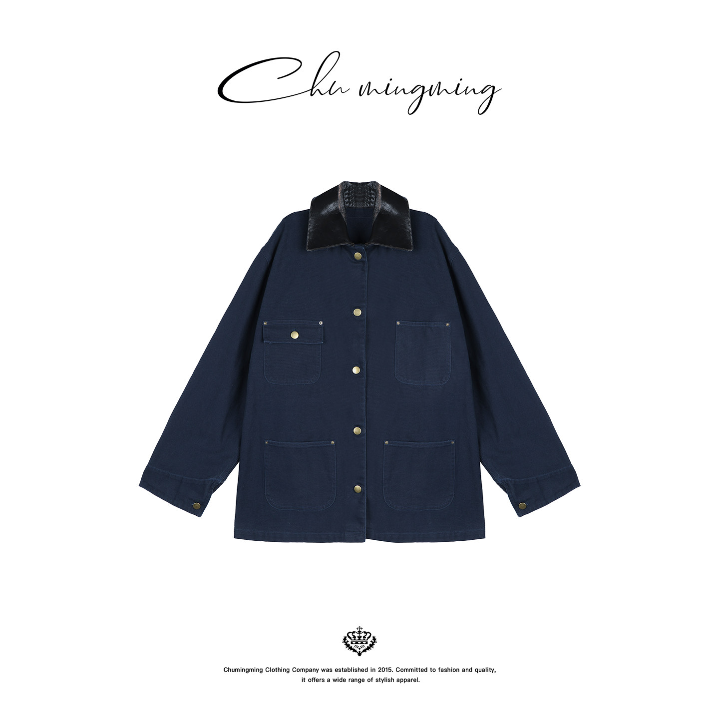 纯棉牛仔拼皮p家帆布工装短外套夹克nick2504