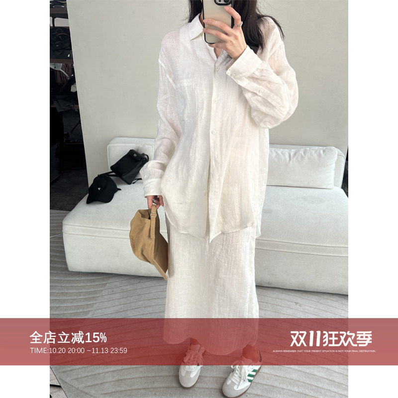 亚麻春季新款女法式优雅裙子