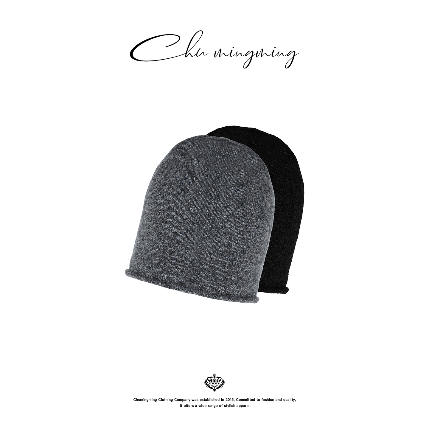 云柔羊绒针织卷边护耳堆堆冷帽