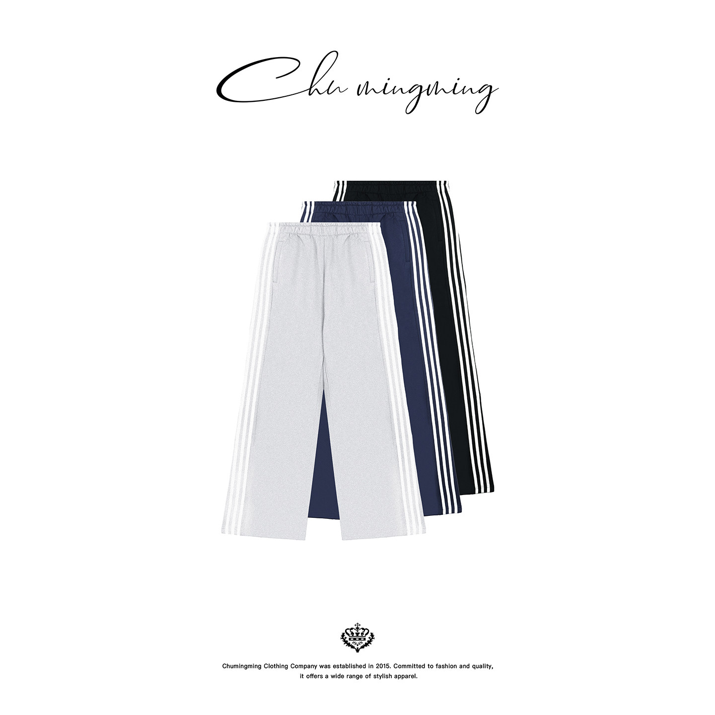 CHU楚妞[校服裤]棉涤拉绒三条杠休闲长裤2025冬季新款女卫裤裤子