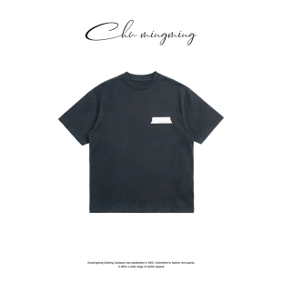 新款 CHU楚妞 T恤2026春夏季 纯棉字母印花磨破圆领短袖 女上衣 锐印