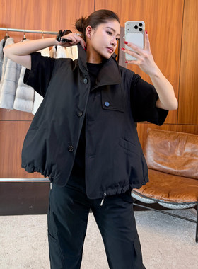 中空纱90白鹅绒抽绳羽绒服马甲