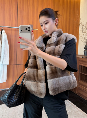 CHU楚妞[软裘]进口龙猫獭兔毛皮草马甲2025冬季新款女轻奢背心