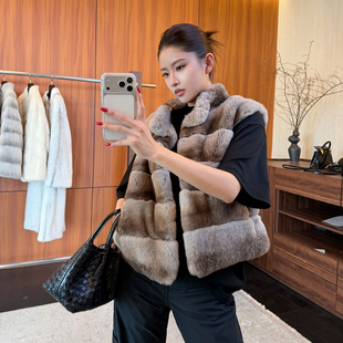 CHU楚妞[软裘]进口龙猫獭兔毛皮草马甲2025冬季新款女轻奢背心