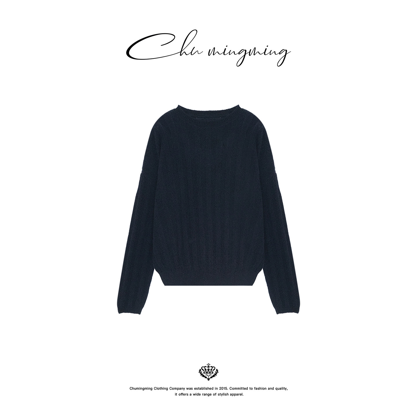 CHU楚妞[夜幕]康宝莱桑蚕丝羊绒圆领针织衫2026春季新款打底上衣