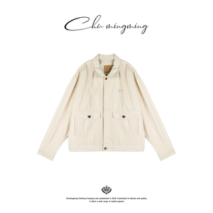 热岛 复古工装 斜纹棉口袋短外套2026春季 女美式 夹克 新款 CHU楚妞