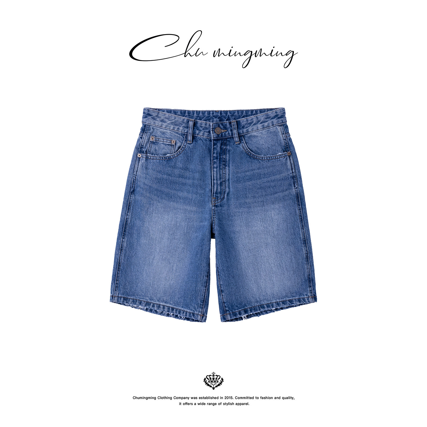 CHU楚妞[阔夏]纯棉水洗牛仔休闲五分短裤2026春夏季新款女裤子