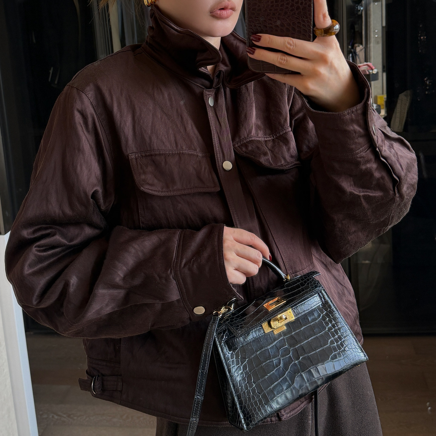 CHU楚妞鳄鱼皮mini凯莉包SP25167,箱包皮具/热销女包/男包,手拿包,淘宝优惠券,粉丝福利购,淘宝优惠卷