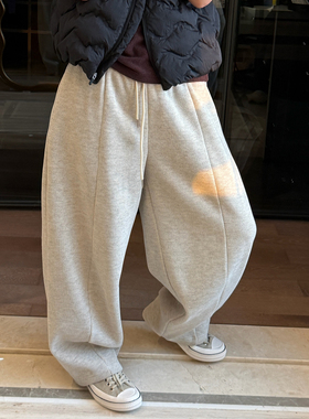 CHU楚妞[织糯]天丝精纺松紧腰休闲长裤2025冬季新款女阔腿裤子