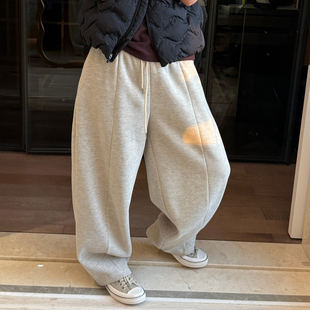 女阔腿裤 CHU楚妞 子 新款 2025冬季 织糯 天丝精纺松紧腰休闲长裤