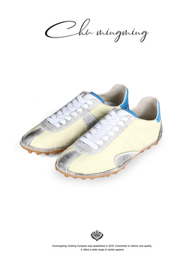 CHU楚妞马吉拉牛皮圆头拼色休闲鞋2026春季新款女休闲运动德训鞋