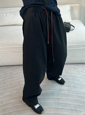 CHU楚妞[蓬蓬]纯棉松紧腰纯色休闲裤春季新款女百搭蓬蓬裤子