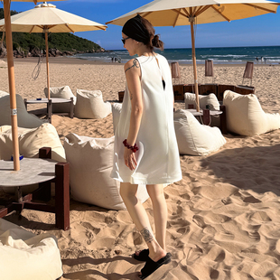 新款 CHU楚妞 连衣裙2026夏季 醋酸山本黑无袖 女高级感裙子 黑泡泡