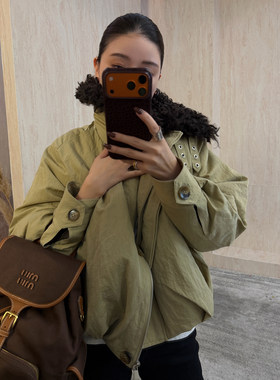 90白鹅绒羊卷毛羽绒服派克服外套