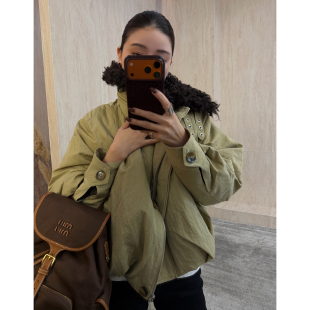 CHU楚妞[暖卷]90白鹅绒羊卷毛羽绒服2025冬季新款女派克服外套