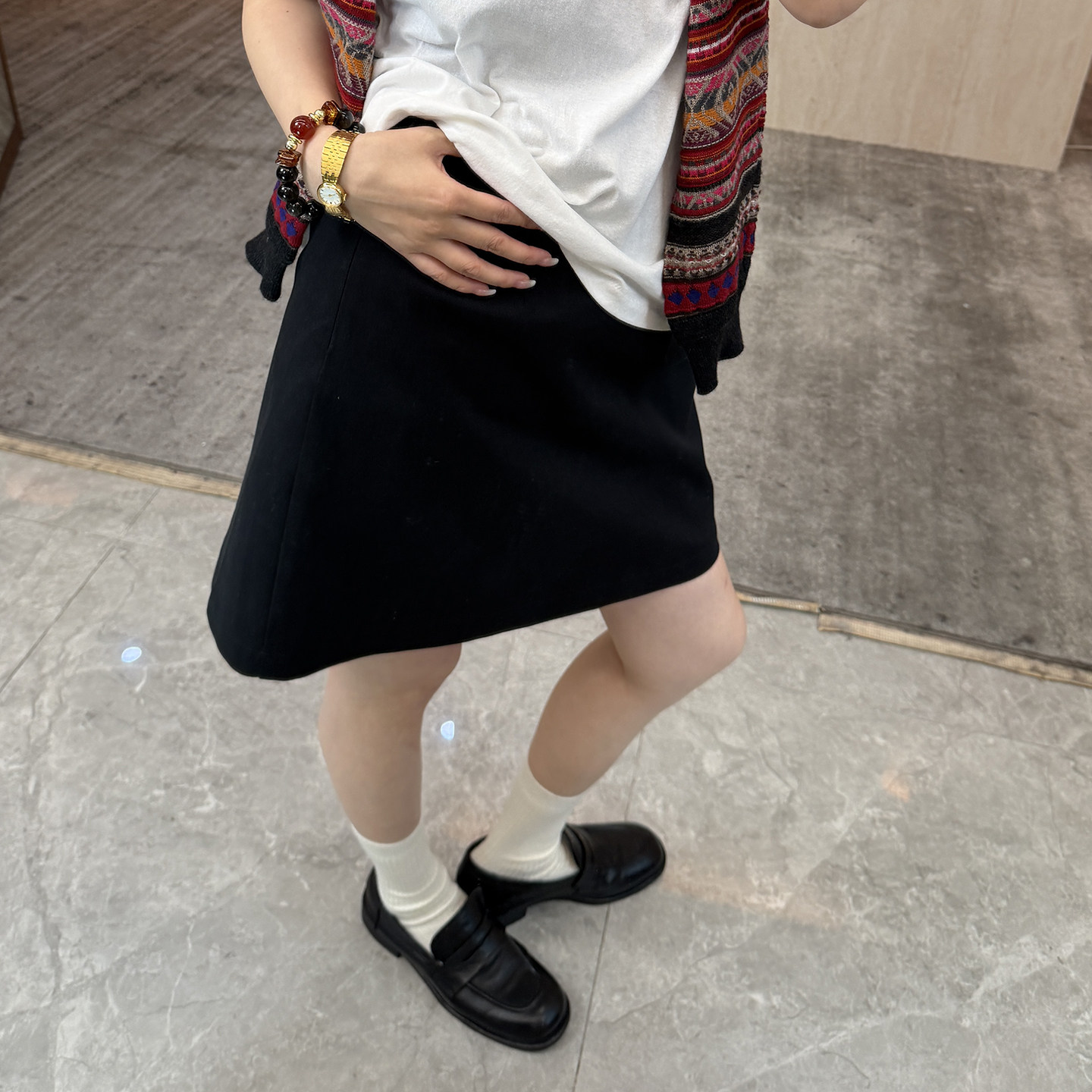 CHU楚妞[夏禾]弹力棉短款半身裙2026春夏新款女显瘦百搭小黑裙子