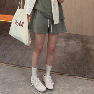 绵憩 女裤 AMV同源纯棉毛巾抽绳休闲短裤 新款 子 2026春夏季 CHU楚妞