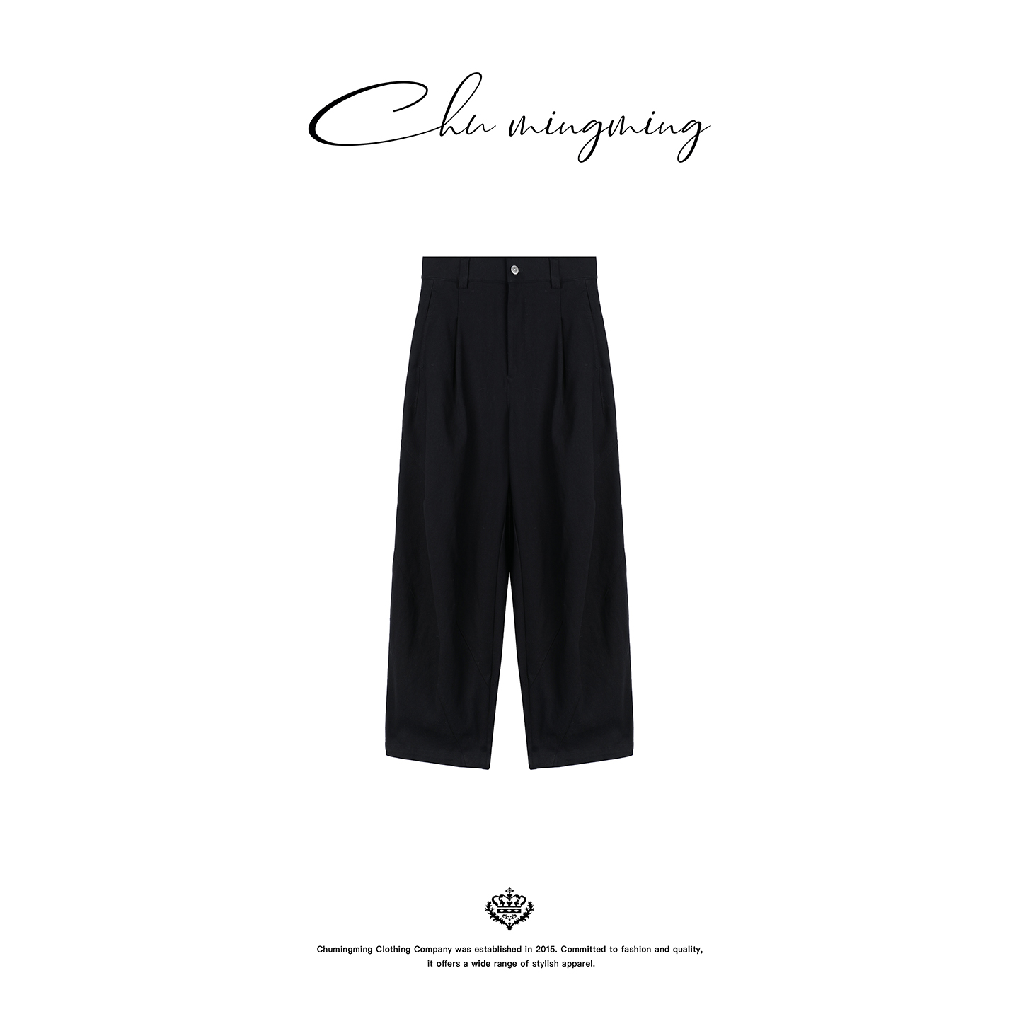 涤棉混纺有褶休闲长裤阔腿哈伦裤