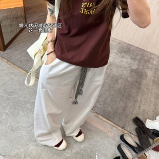 CHU楚妞[风叙]黑白流苏抽绳休闲长裤2026春季新款女阔腿裤裤子