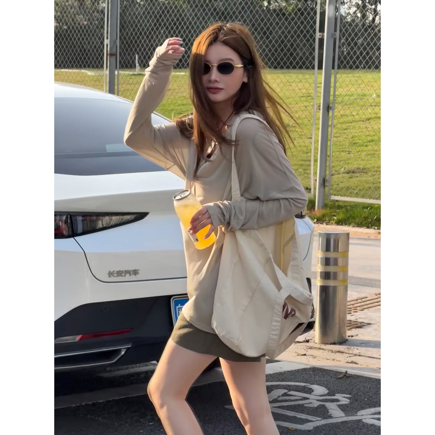 CHU楚妞[柔叠]肤感精兰天丝针织开衫2026春季新款女T恤上衣两件套