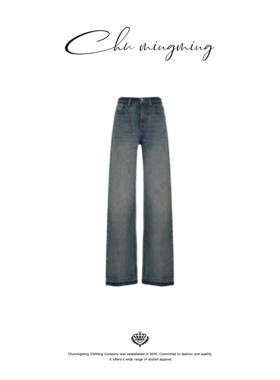 CHU楚妞[雨后]高腰复古水洗休闲长裤2026春季新款女直筒牛仔裤子