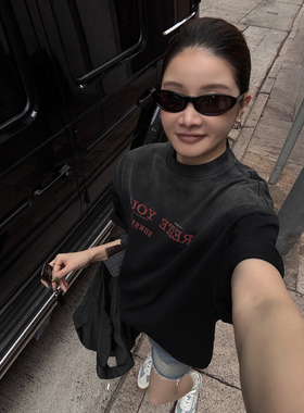 CHU楚妞[非野]短袖字母印花圆领T恤2026春夏季新款女高街打底上衣