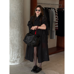 新款 CHU楚妞 风衣2025秋季 飞鸢 女英伦老钱风外套 天丝亚麻长款