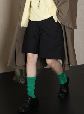 CHU楚妞[无束]纯棉五分西裤2026春季新款女直筒宽松阔腿休闲短裤