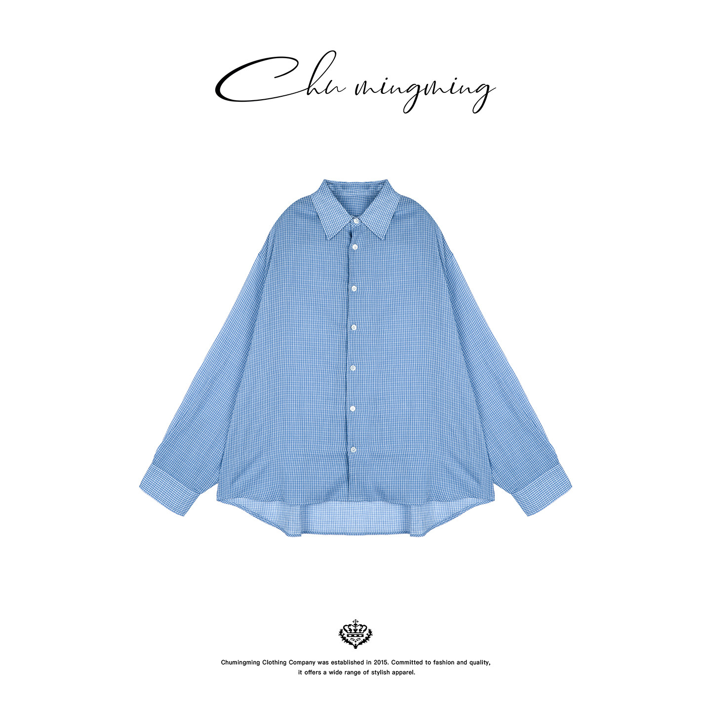 CHU楚妞[清格]纯棉BABY纱细格纹长袖衬衫2026春季新款女衬衣上衣