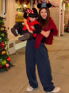 CHU楚妞[豆腐]重磅涤棉加厚松紧休闲长裤2025冬季新款女香蕉裤子