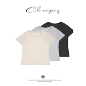 新款 CHU楚妞三醋酸圆领V领短袖 T恤2025夏季 女软糯凉感打底上衣