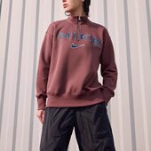 218 半拉链立领休闲运动舒适卫衣FV7680 正品 耐克女针织上衣套头衫