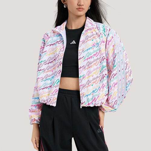 阿迪女子短款立领夹克外套