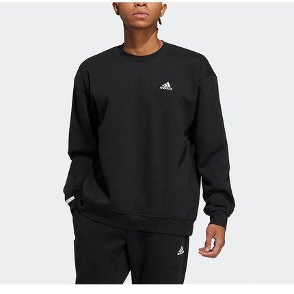 正品阿迪达斯男装加绒保暖运动休闲圆领卫衣针织套头衫潮IB2774