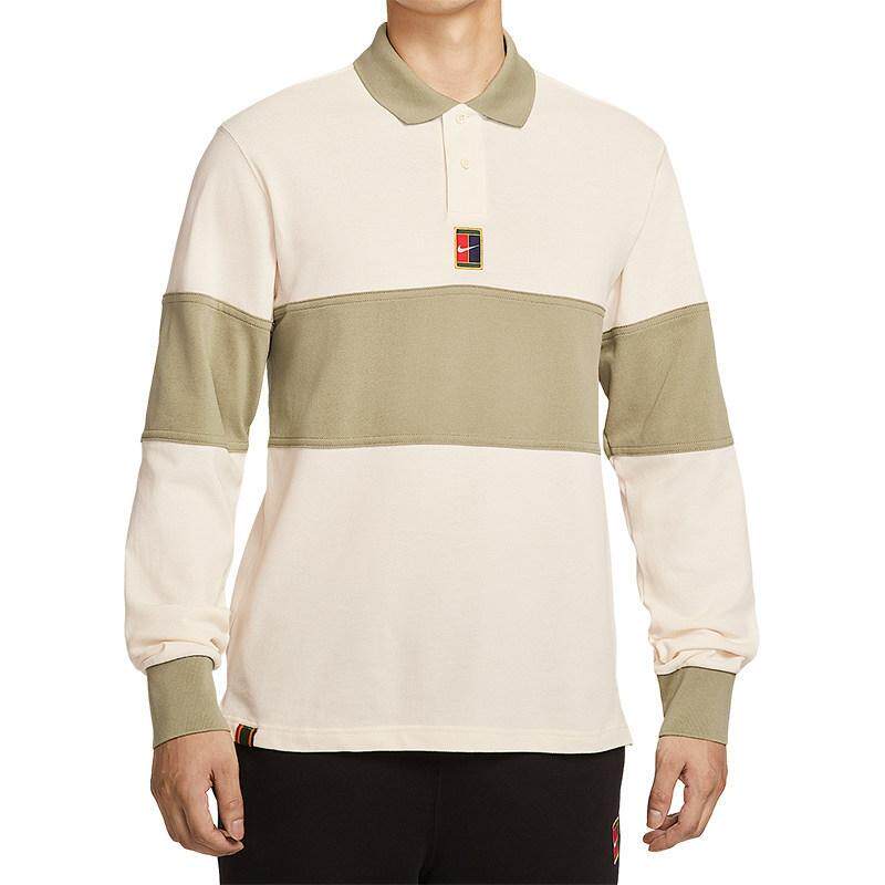 Nike耐克 男子潮流时尚拼色网球休闲POLO领长袖T恤HQ1749-110