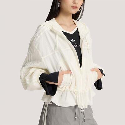 三叶草女装梭织连帽夹克外套