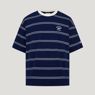 adidas三叶草 男子经典条纹运动休闲圆领短袖T恤KW8248 KW8247
