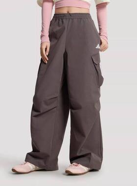 adidas阿迪女裤 经典复古宽松休闲梭织直筒运动长裤KW0683 KW0685